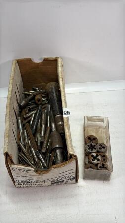 ASSORTED LOT OF TAPS, DIES AND HANDLES
