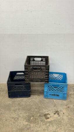 (3) PLASTIC MILK CRATES