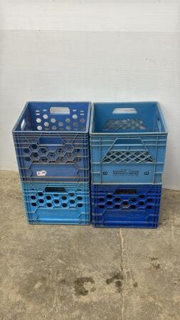 (4) PLASTIC MILK CRATES