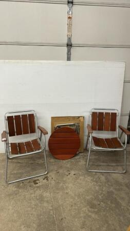 (2) ALUMINUM & WOODEN LAWN CHAIRS