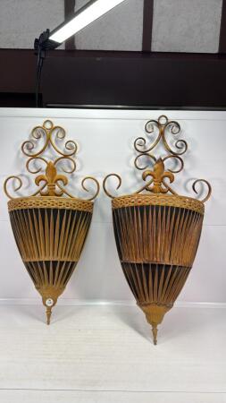(2) DECORATIVE TIN PLANT HANGERS