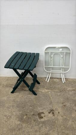 (2) SMALL PATIO BEVERAGE TABLES
