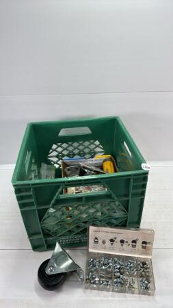 MILK CRATE WITH CONTENTS