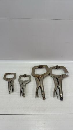 (4) SETS OF C CLAMP LOCKING PLIERS