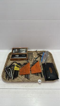 ASSORTED LOT OF ALLEN KEYS, HOBBY KNIVES ETC