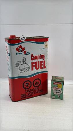 SPORT KING CAMPING FUEL CAN &COLEMAN FILTER FUNNEL