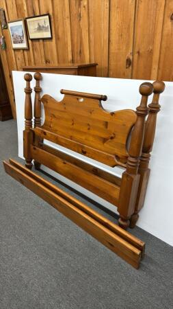 CANON BALL PINE QUEEN SIZED BED FRAME