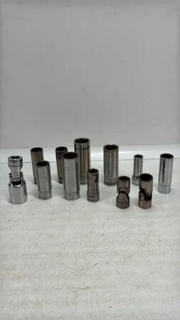 ASSORTMENT OF SNAP-ON 3/8IN DRIVE DEEP SOCKETS