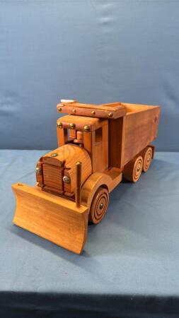 WOODEN SNOW PLOW TRUCK WITH DUMP BOX