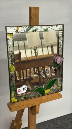 STAINED GLASS TRIMMED MIRROR