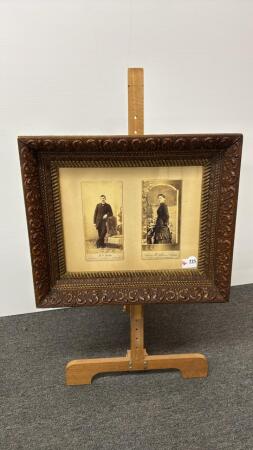 TWO VINTAGE FRAMED PHOTOS IN ORNATE FRAME