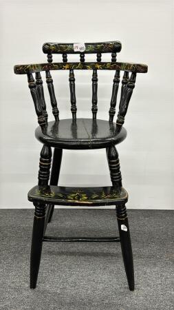 VINTAGE WOODEN STENCILED HIGH CHAIR