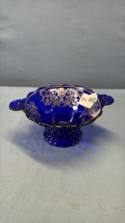 COBALT BLUE RUFFLED EDGE CANDY BOWL