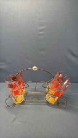 (8) PLACE DRINK HOLDER WITH (4) 6IN TUMBLERS
