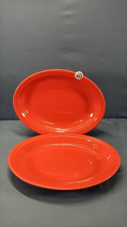 (2) OVAL PINK FIESTA PLATES