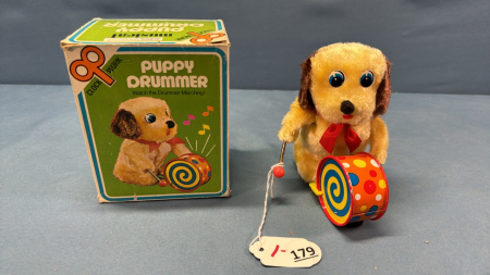 Wind-Up Puppy Drummer -5in High -Works