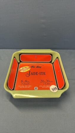 FIRE KING JADE-ITE 8INX 8IN CAKE PAN