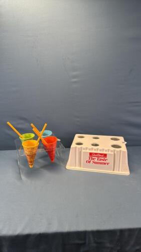 (2) ACRYLIC ICE CREAM CONE STANDS