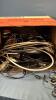 BOX OF TV COMPONETS, CORDS AND REMOTES - 2