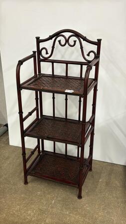 METAL AND WOOD 3 SHELF STAND