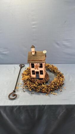 (2) WREATHS & SCHOOL HOUSE