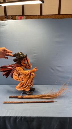 RESIN WITCH WITH BROOM