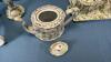 LIMOGES CANDLE STICKS & ANTIQUE ROSE TEA POT SET - 6