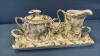 LIMOGES CANDLE STICKS & ANTIQUE ROSE TEA POT SET - 7
