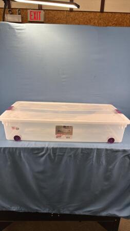 STERILITE 57L UNDER BED PLASTIC TOTE W/WHEELS