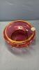 CRANBERRY BOWL ON BRASS FRAME - 2