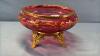 CRANBERRY BOWL ON BRASS FRAME - 4