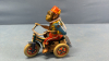 Wind-Up Tin Monkey on Tricycle -4in High -Works - 2