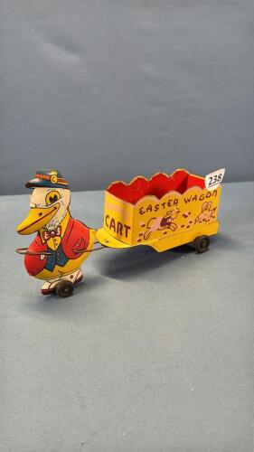 TIN EASTER WAGON BUNNY CART