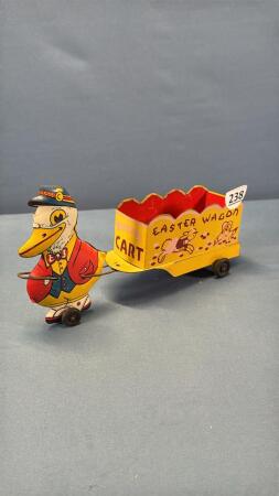 TIN EASTER WAGON BUNNY CART