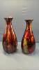 (2) ART GLASS VASES WITH MOTTLED PATTERN - 3