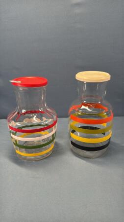 (2) DECORATIVE GLASS CANNISTERS