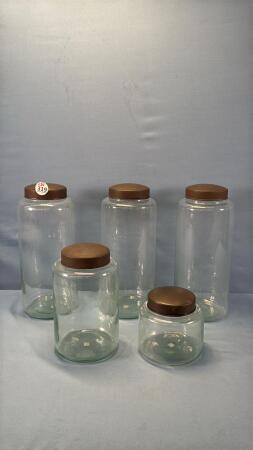 SET OF 5 GLASS COUNTER JARS