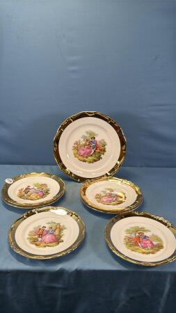 GERMAN DESSERT SET WITH VICTORIAN SCENES