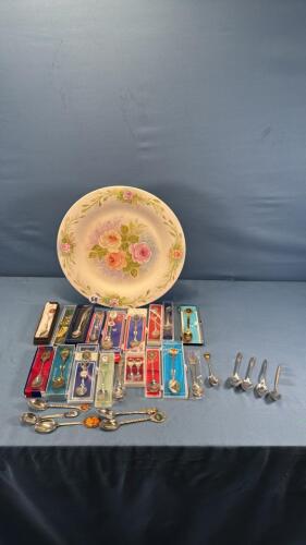 12IN SERVING PLATE W/APPROX. 27 COLLECTOR SPOONS