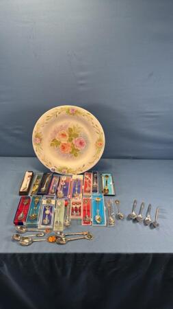 12IN SERVING PLATE W/APPROX. 27 COLLECTOR SPOONS