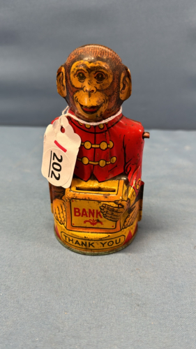 Tin Monkey Bank by J.Chein -5in High -Missing Arms