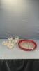 12IN RUBY RED RELISH PLATE W/ASSORTED GLASS BOWLS