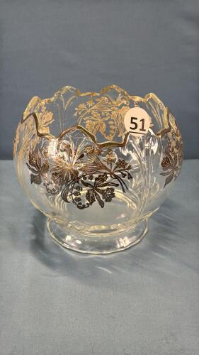 GLASS BOWL WITH SILVER OVERLAY