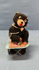 Wind-Up Tin Ironing Bear -Made in Japan -6in High -Works