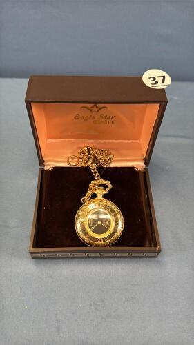 EAGLESTAR GENEVE POCKET WATCH ON CHAIN