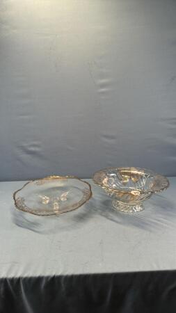 FOOTED SERVING PLATE & OVAL SERVING BOWL