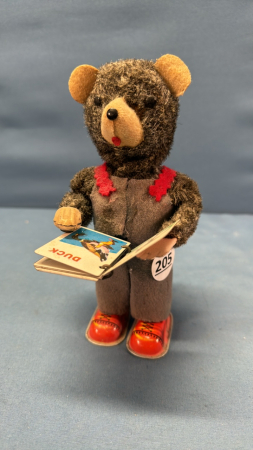 Wind-Up Tin Bear Reading Book -7in High -Works