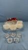 13IN SERVING PLATTER WITH ASSORTMENT OF GLASSWARE