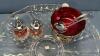 13IN SERVING PLATTER WITH ASSORTMENT OF GLASSWARE - 6