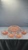 PINK PRESSED GLASS BOWL & (4) PINK SALAD BOWLS